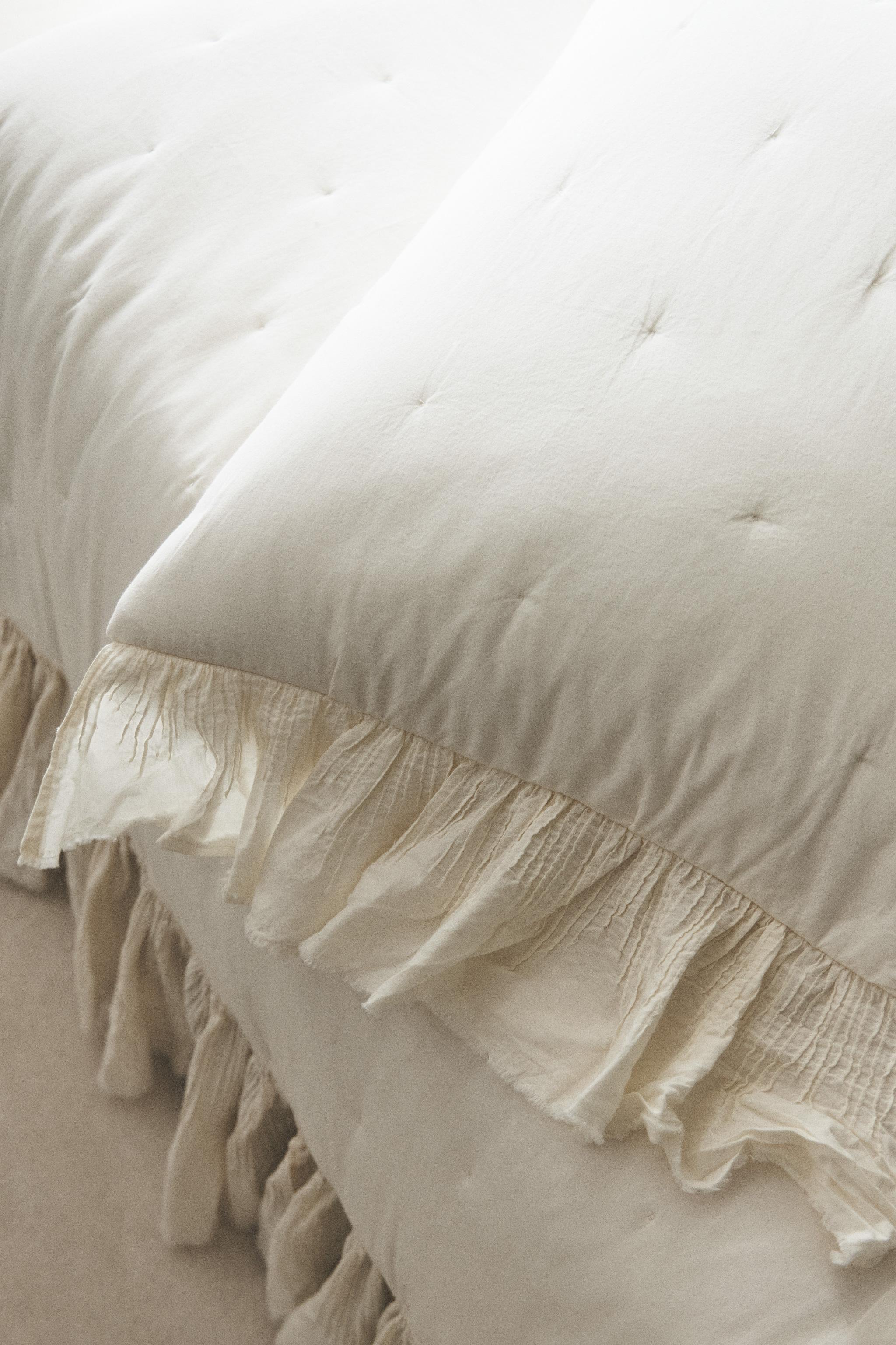 HOUSSE DE COUSSIN ÉDREDON COTON VOLANT